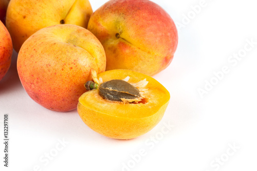 Fresh ripe apricot isolated on white background