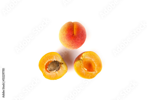 Fresh ripe apricot isolated on white background