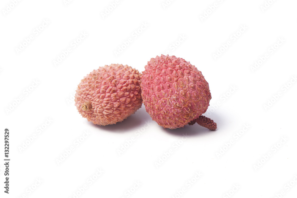 Exotic lychee fruits on white background Exotic lychee fruits on white background