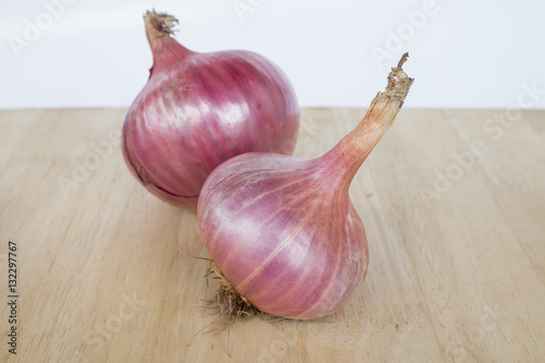 Closeup of Shallots on white background