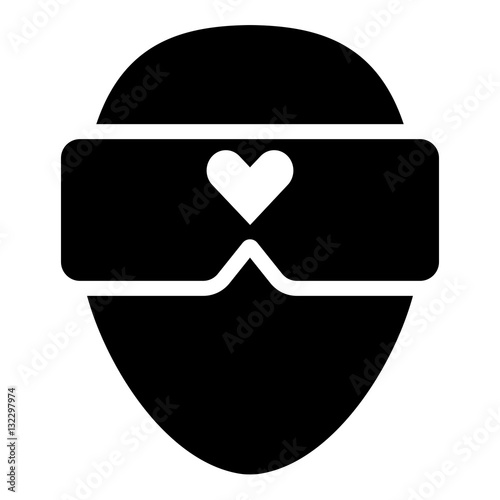 Virtual reality - virtual sex and virtual love illustration - glyph style icon - Filled black
