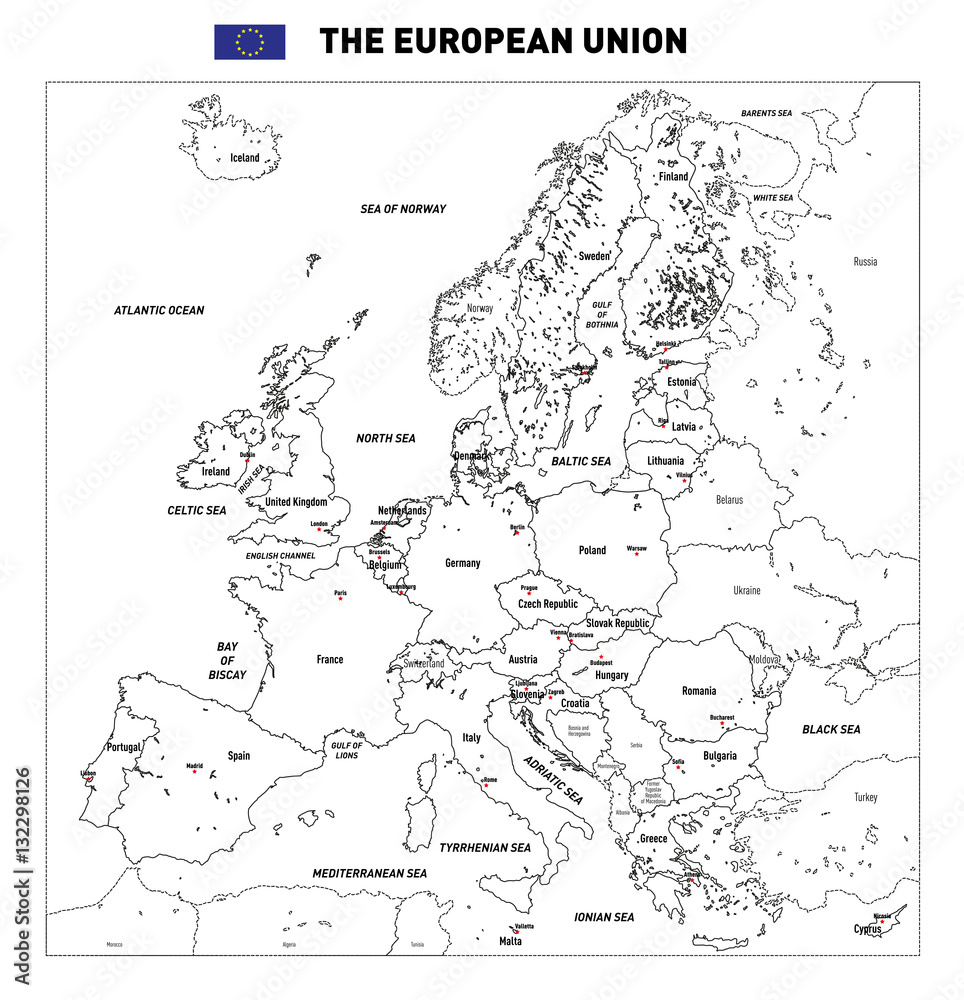 Naklejka premium Vector map of The European Union