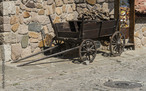 Old carriages in front of the restaurant