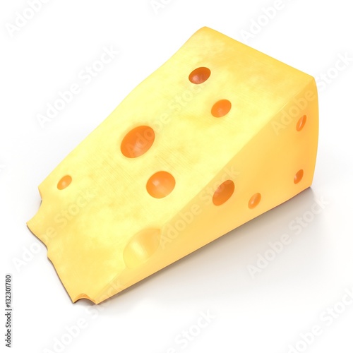 Cheese Wedge on white. 3D illustration