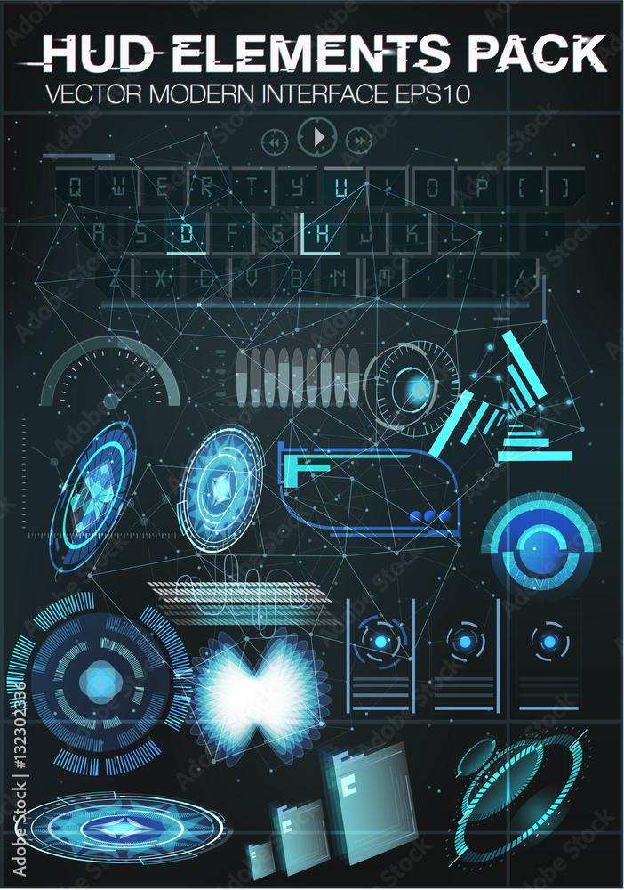 set Infographic elements. futuristic user interface HUD UI UX ...