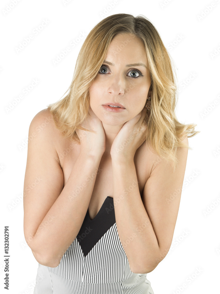Naklejka premium beautiful young blonde women portrait on isolated on white background