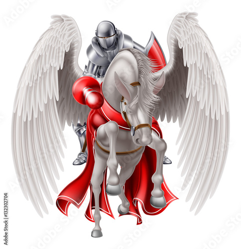 Knight on Pegasus Horse