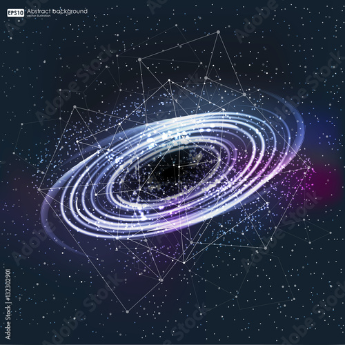 abstrsct space - a black hole. Cosmos Black hole in space. Stars and material falls into a black hole.