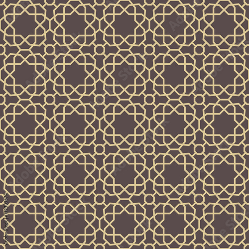 Seamless ornament. Modern geometric pattern with repeating elements. Brown and golden pattern