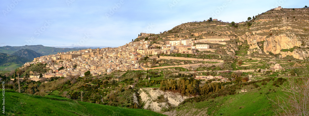 Leonforte, typical Sicilian inland village on the slope of a mountain