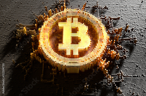 Pixel Bitcoin Concept photo