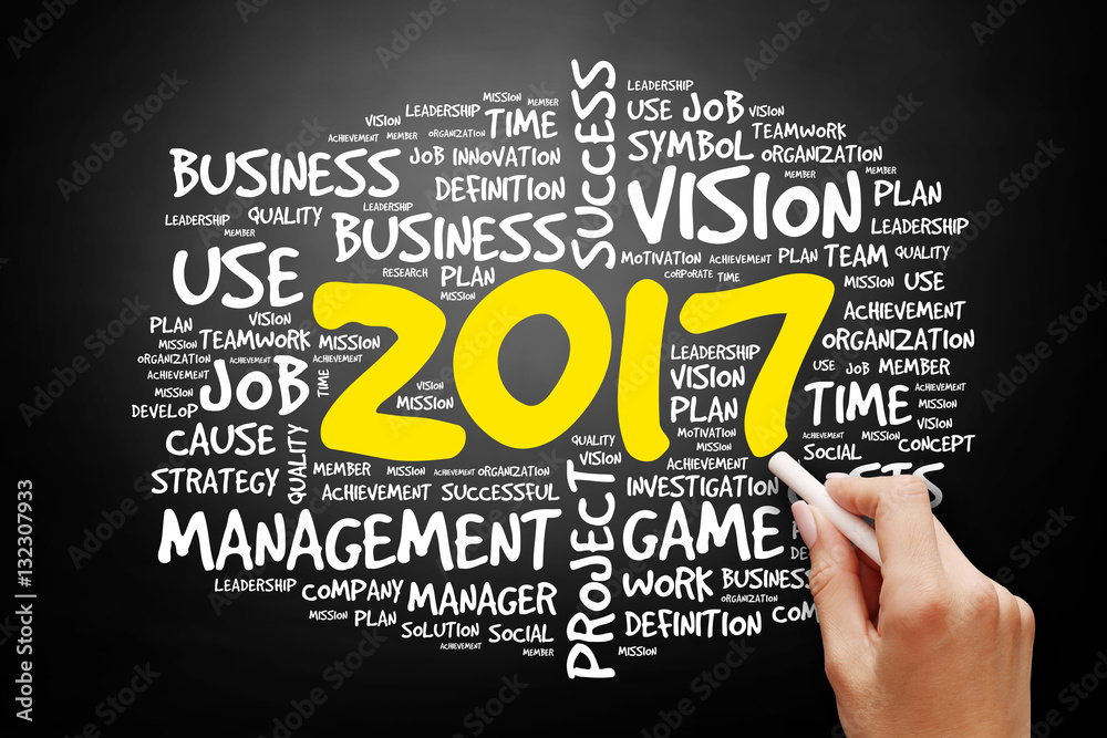 2017 Goals word cloud business concept on blackboard 2017 Goals word cloud business concept on blackboard