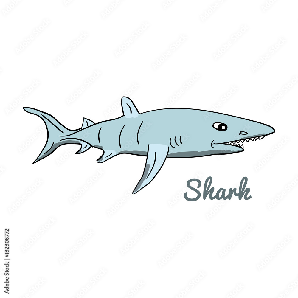 Obraz premium Cute cartoon shark