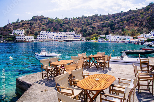 Famous holiday resort on the Lybian Sea, Loutro in Southern Crete, Greece