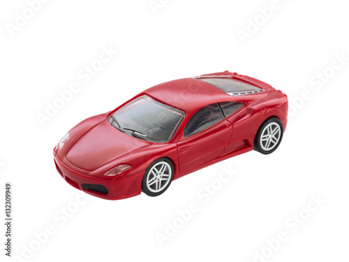 Red toy sport car isolated