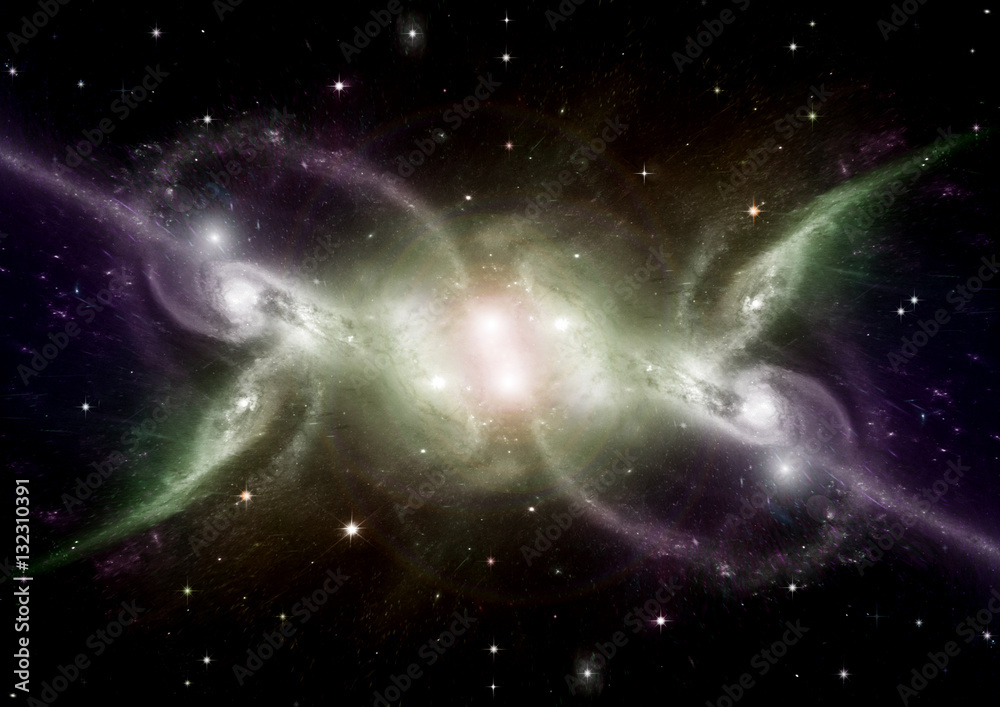Stars, dust and gas nebula in a far galaxy Stars, dust and gas nebula in a far galaxy