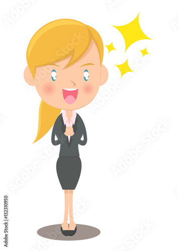 目を輝かせる女性会社員