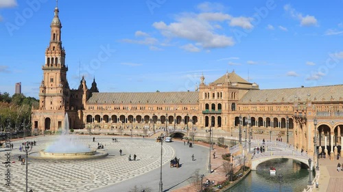 Static view on Plaza de Espana in the day time in Seville, Andalusia, Spain
