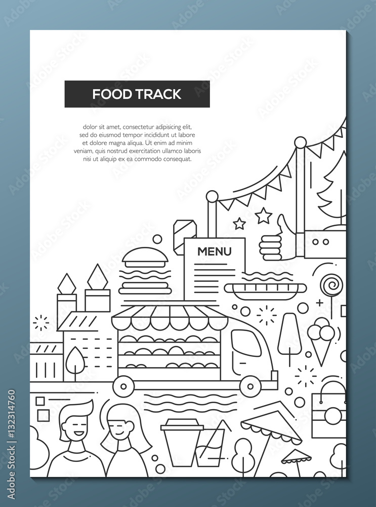 Fototapeta premium Food Track - line design brochure poster template A4