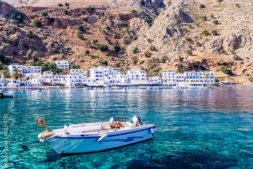 Loutro, famous holiday resort on the coasto of Lybian Sea, Crete, Greece photo
