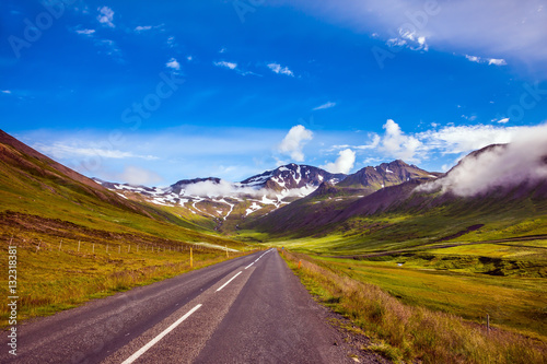 The main Iceland highway in tundra photo