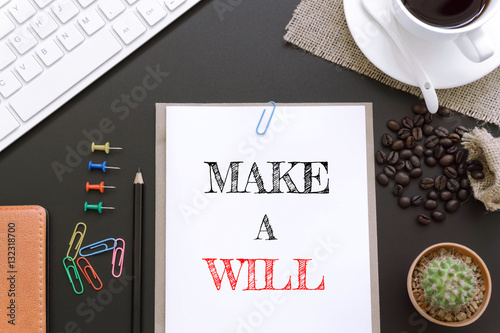 Принти на полотні Text Make a will on white paper background / business concept