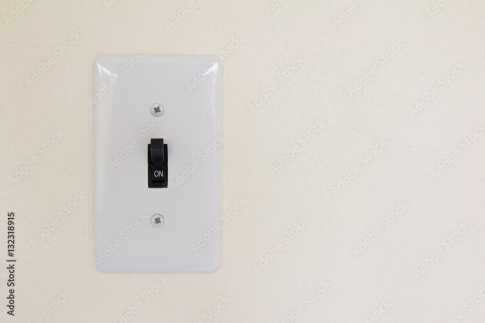 White switch st on state background (Concept for save energy or White switch st on state background (Concept for save energy or