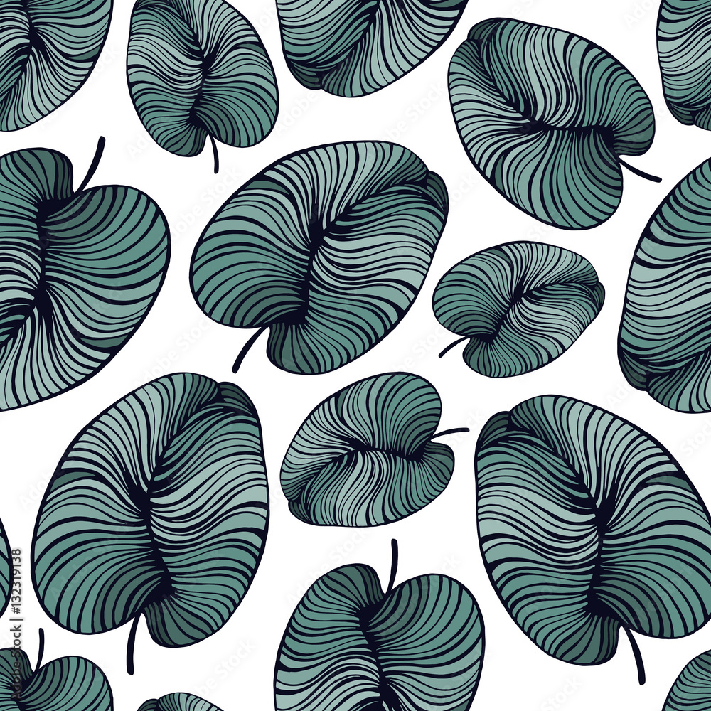 Tropical trendy seamless pattern with exotic plants. Tropical trendy seamless pattern with exotic plants.