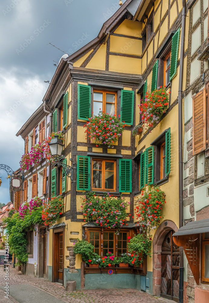 Fototapeta premium street in Ribeauville, Alsace, France