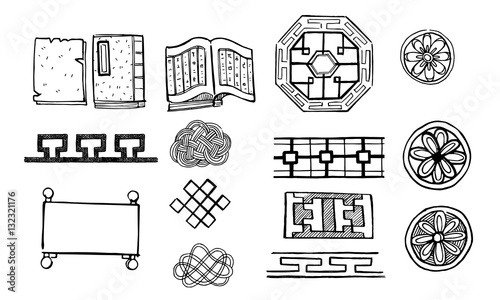 Hand drawn Korean tradition set C