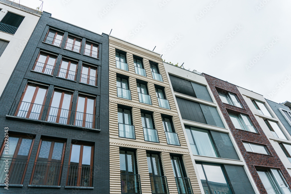 low angle view of modern townhouses