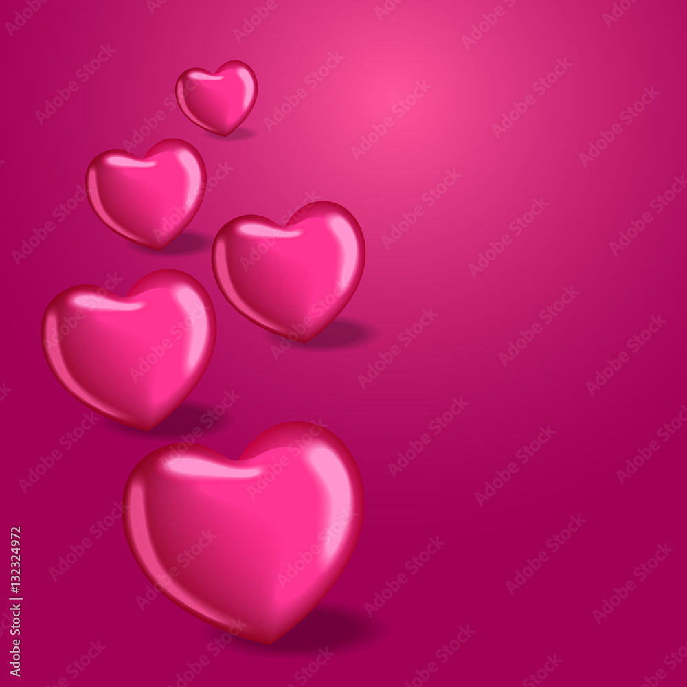 Heart balloons with shadow. Beautiful template for your design.