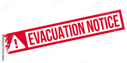 Evacuation Notice rubber stamp. Grunge design with dust scratches. Effects can be easily removed for a clean, crisp look. Color is easily changed.