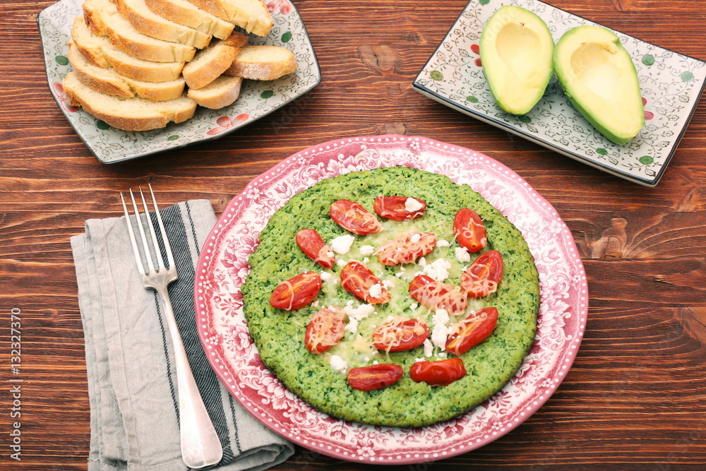 green omelet with parsley, avocado and cheese green omelet with parsley, avocado and cheese