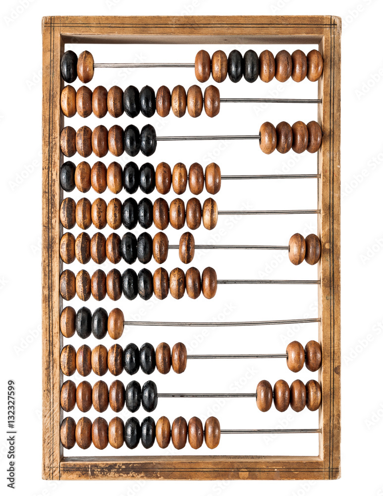 Old wooden abacus isolated on a white background Old wooden abacus isolated on a white background