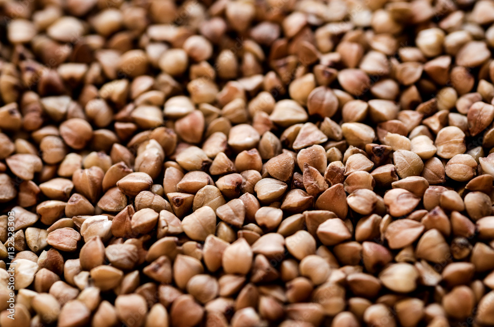 Buckwheat grain close-up. Background