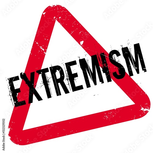 Extremism rubber stamp. Grunge design with dust scratches. Effects can be easily removed for a clean, crisp look. Color is easily changed.