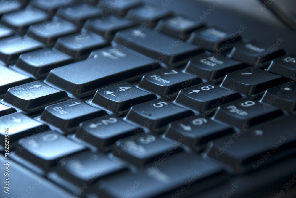 Close-up image of the numeric keypad digits on the computer keyboard Close-up image of the numeric keypad digits on the computer keyboard