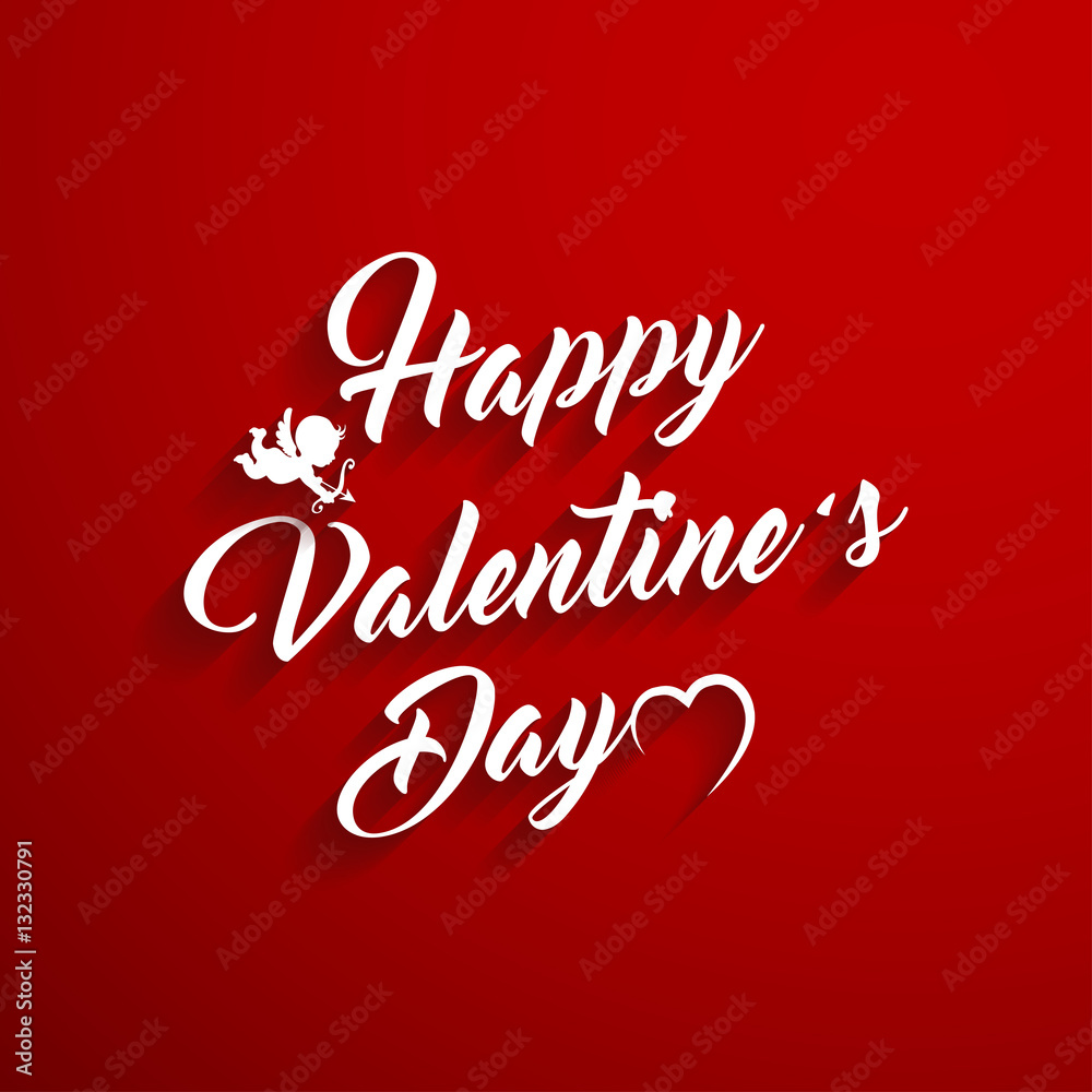 Vector Happy Valentine's Day Hand Drawing Background With Heart and Cupid.