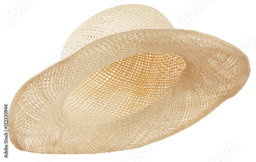 Finely woven straw hat with wide brim photo