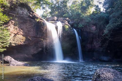 Amazing beautiful waterfalls in deep forest at Haew Suwat Waterfall in Khao Yai National Park  Thailand