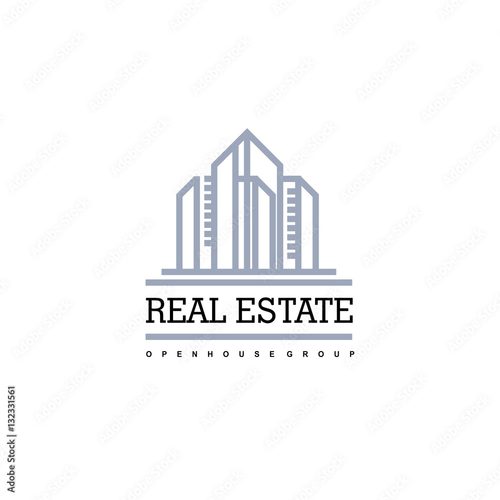 House Abstract Real Estate Countryside Logo Design Template for Company. Building Vector Silhouette.