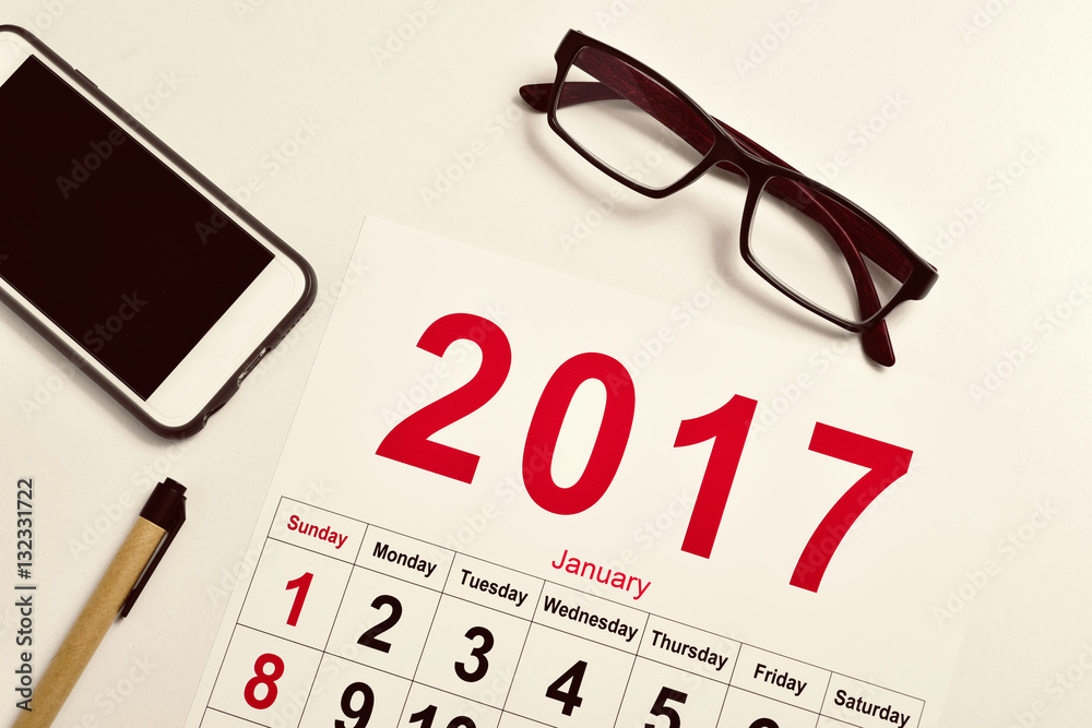 2017 calendar on an office desk 2017 calendar on an office desk
