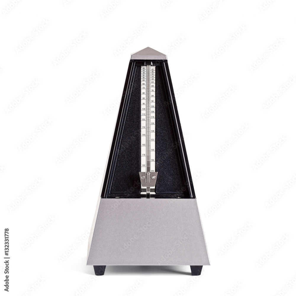 Stopped gray pyramid metronome isolated on white Stopped gray pyramid metronome isolated on white
