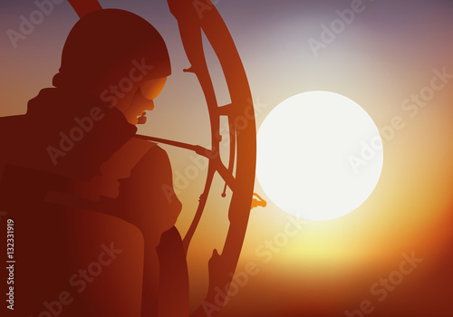 Hélicoptère Recherche - pilote - Coucher de soleil