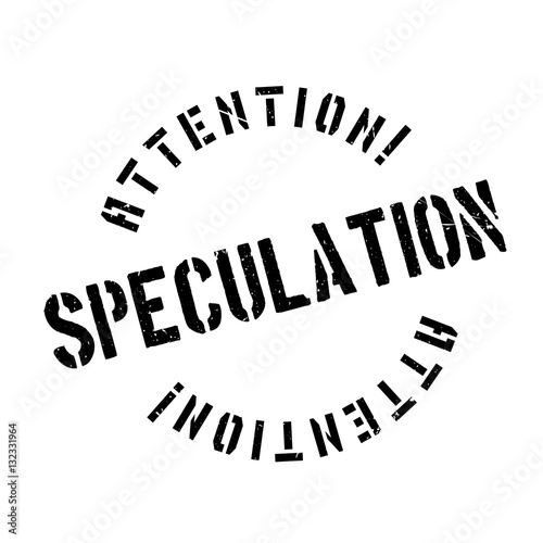 Speculation rubber stamp. Grunge design with dust scratches. Effects can be easily removed for a clean, crisp look. Color is easily changed.