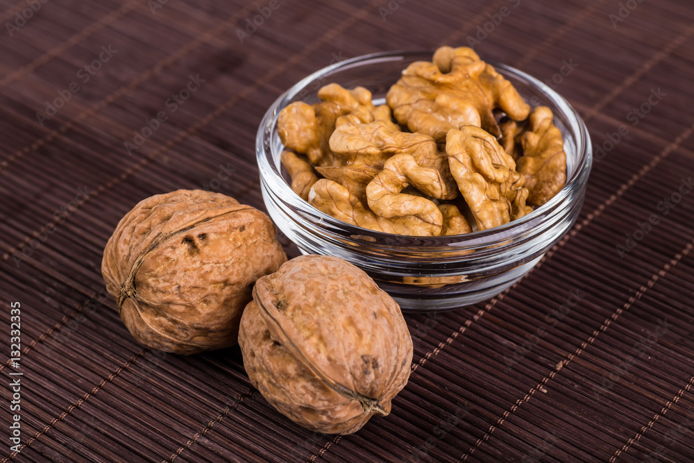 Nuts mix in a wooden plate Nuts mix in a wooden plate