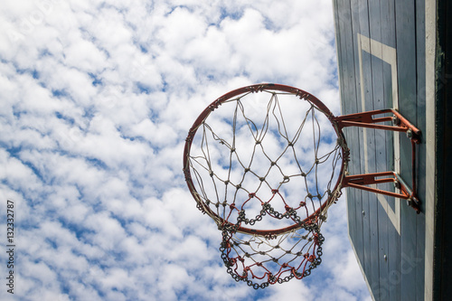 basketball outdoor court sport game Partly cloudy background