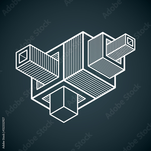 Abstract vector isometric dimensional shape made using geometric