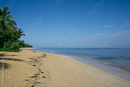 Fototapeta Naklejka Na Ścianę i Meble -  Beautiful tropical white sandy beach in Las Terrenas,  Dominican